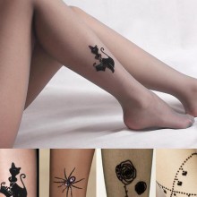 日系丝袜 纹身正品catgirl专柜植绒猫脚链蜘蛛刺青丝袜连