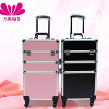韩国万向轮拉杆箱 铝合金双开化妆拉杆箱 化妆工具箱 饰品美容