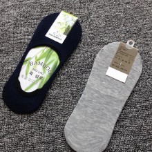 夏季超薄 男士竹炭纯棉隐形袜 竹纤维带防滑硅胶船袜短袜子批发