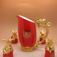 圆明园十二生肖酒杯带托盘酒具  花开富贵中国风艺术酒杯商务礼品批发直销