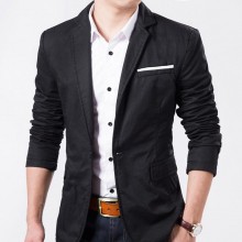 男士休闲西装 森研2014新款男式水洗纯棉便西修身外套 百搭