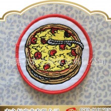 厂家生产定做：汉堡绣花章、锁边电脑绣花章仔、电脑刺绣