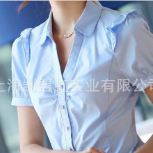 定做女士短袖收腰修身衬衫 短袖全棉商务衬衣女款 OL通勤/正