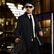 2015新款秋季中老年翻领男士夹克 商务休闲外套厂家直销