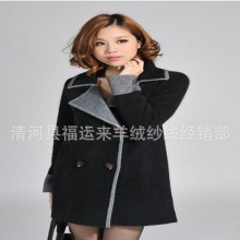 批秋冬装女加厚带扣貂绒大衣开衫外套中长款时尚貂绒毛呢毛衣风衣