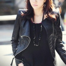 2016春季欧美女速卖通爆款短款修身机车外套PU皮衣 皮夹克