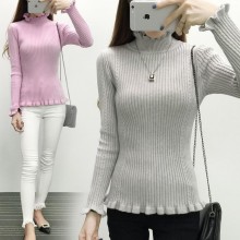 秋季新款女装韩国东大门半高领长袖麻花毛衣女修身长袖打底针织衫