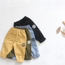 新童US斜纹小脚裤男女童大口袋休闲儿童拼牛仔线锥腿哈伦小脚裤