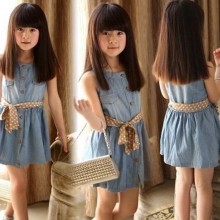 童裙 夏季童装女童连衣裙 韩版外贸原单品牌童装夏季女童牛仔裙