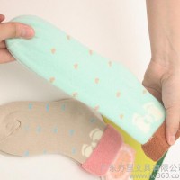 韩国可爱蝴蝶结撞色翻边纯棉毛绒袜子女生加厚保暖袜 9色 19594