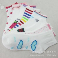 厂家直销 无印袜子 外贸良品全棉女士短袜子 可爱纯棉袜子