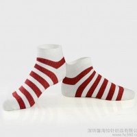 龙岗纯棉男袜 全棉条纹袜子 女袜子现货 高弹不易变型 棉袜